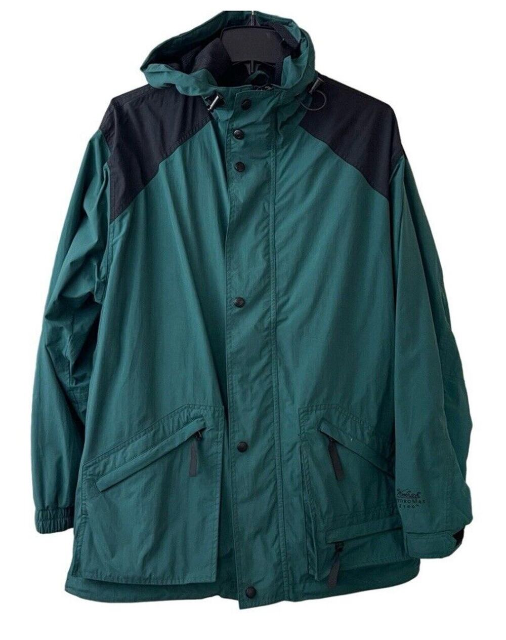 WOOLRICH Jacket Mens Medium Windbreaker Parka Spruce Green Hooded Drawstring